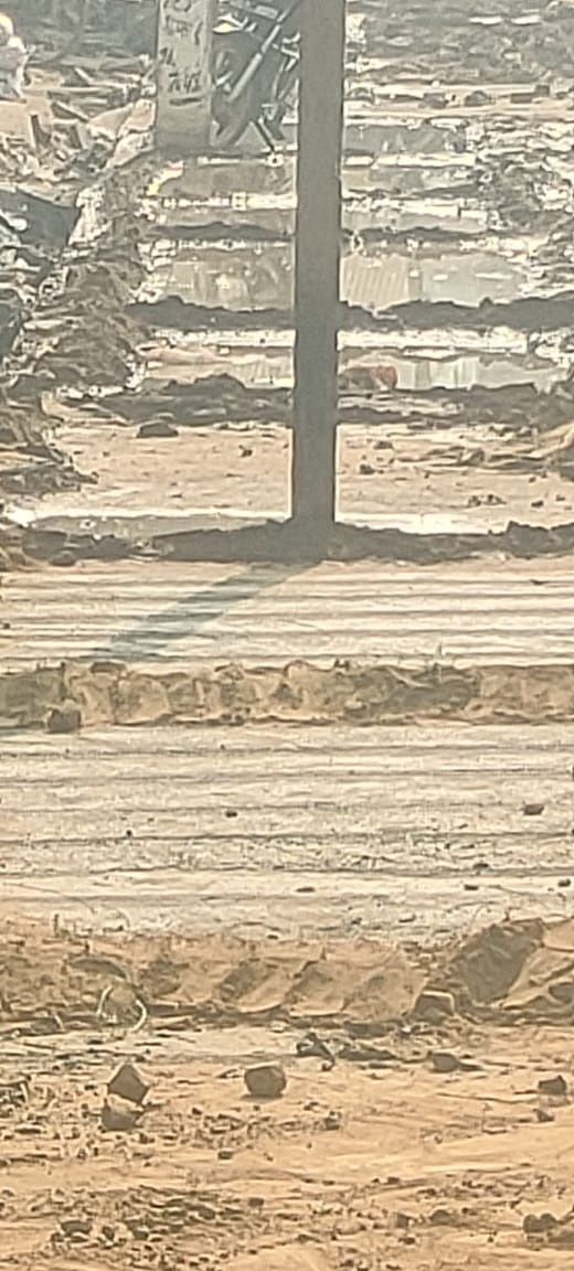 मरथरा मिरहची मार्ग पर सड़क निर्माण के दौरान सड़क के अंदर खड़ा पेड़। संवाद मरथरा मिरहची मार्ग पर सड़क निर्माण के दौरान सड़क के अंदर खड़ा पेड़। संवाद