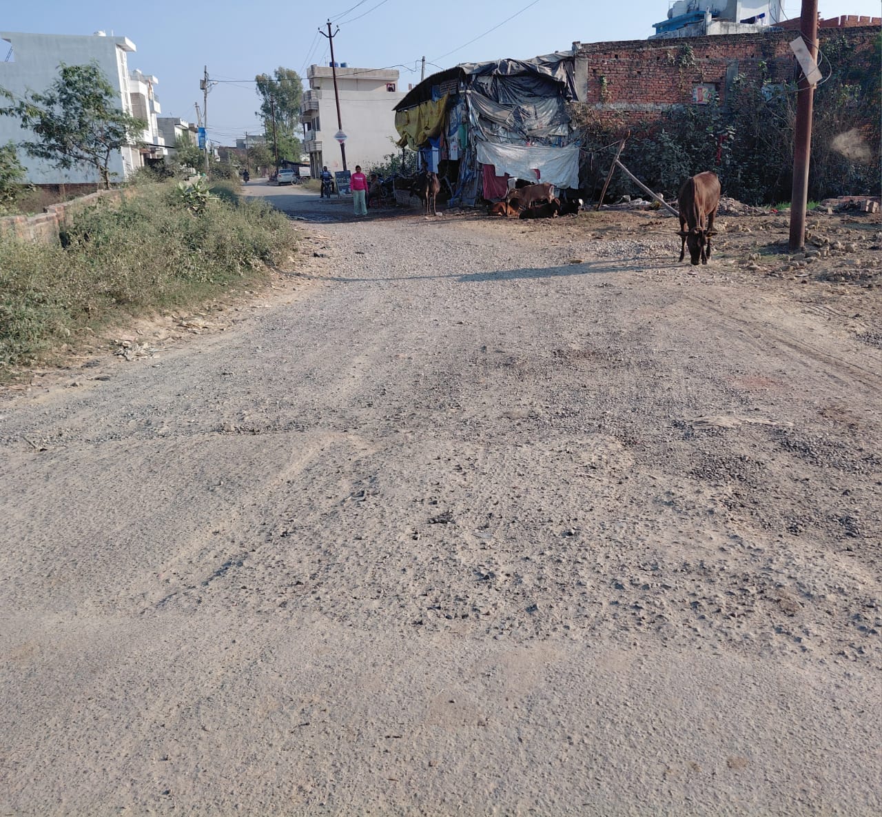 सीन - 1 लेखराज चौराहे पर गड्ढे में धंसती सड़क। संवाद सीन - 1 लेखराज चौराहे पर गड्ढे में धंसती सड़क। संवाद