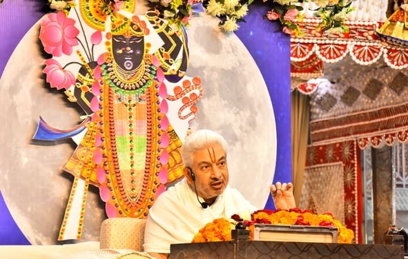 श्री श्याम मंदिर में श्रीमद्भागवत कथा के दूसरे दिन रविवार को कथावाचक किरीट भाई ने भक्ति का महत् श्री श्याम मंदिर में श्रीमद्भागवत कथा के दूसरे दिन रविवार को कथावाचक किरीट भाई ने भक्ति का महत्