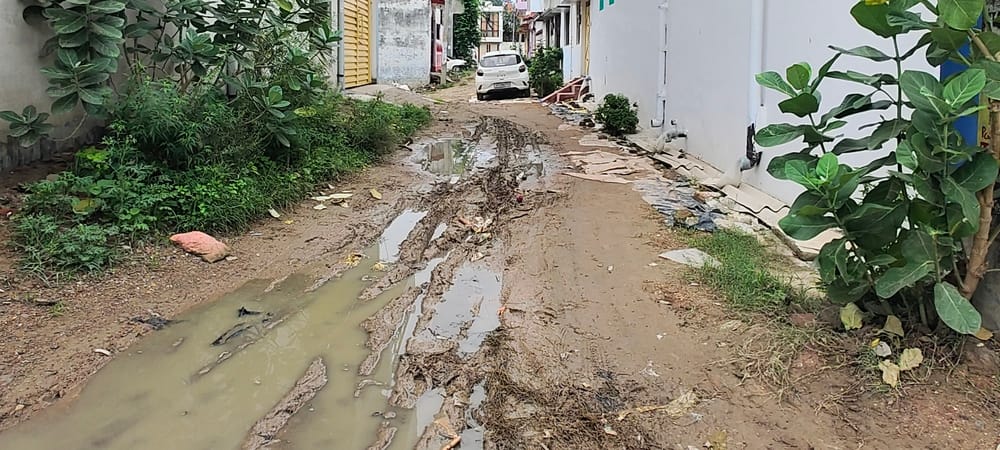 शास्त्रीनगर के कुछ हिस्से में बांस पर झूलते तार। संवाद शास्त्रीनगर के कुछ हिस्से में बांस पर झूलते तार। संवाद
