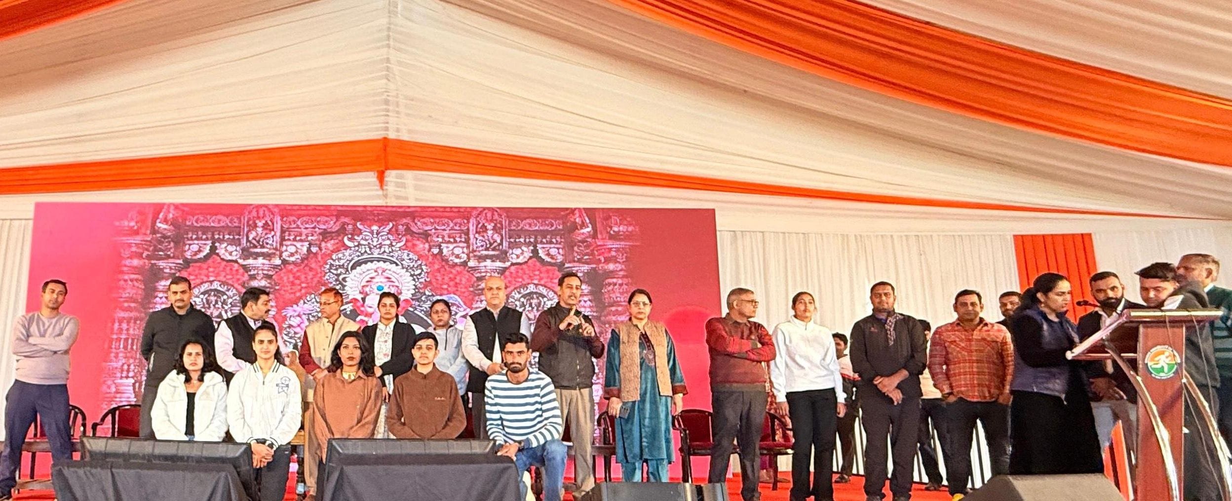 फोटो 16- सोनीपत के राई स्थित हरियाणा खेल विश्वविद्यालय में होने वाले प्रथम दीक्षांत समारोह स्थल