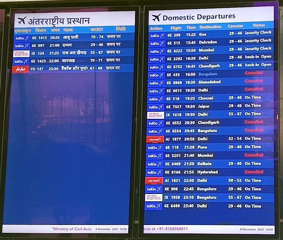 एयरपोर्ट पर परेशानी यात्री।