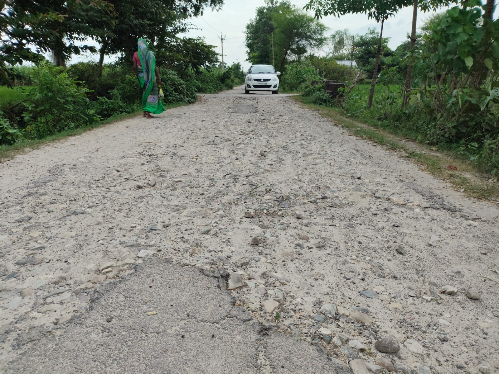 पलिया निघासन मार्ग की रेलवे क्रॉसिंग वाली जर्जर सड़क। संवाद पलिया निघासन मार्ग की रेलवे क्रॉसिंग वाली जर्जर सड़क। संवाद