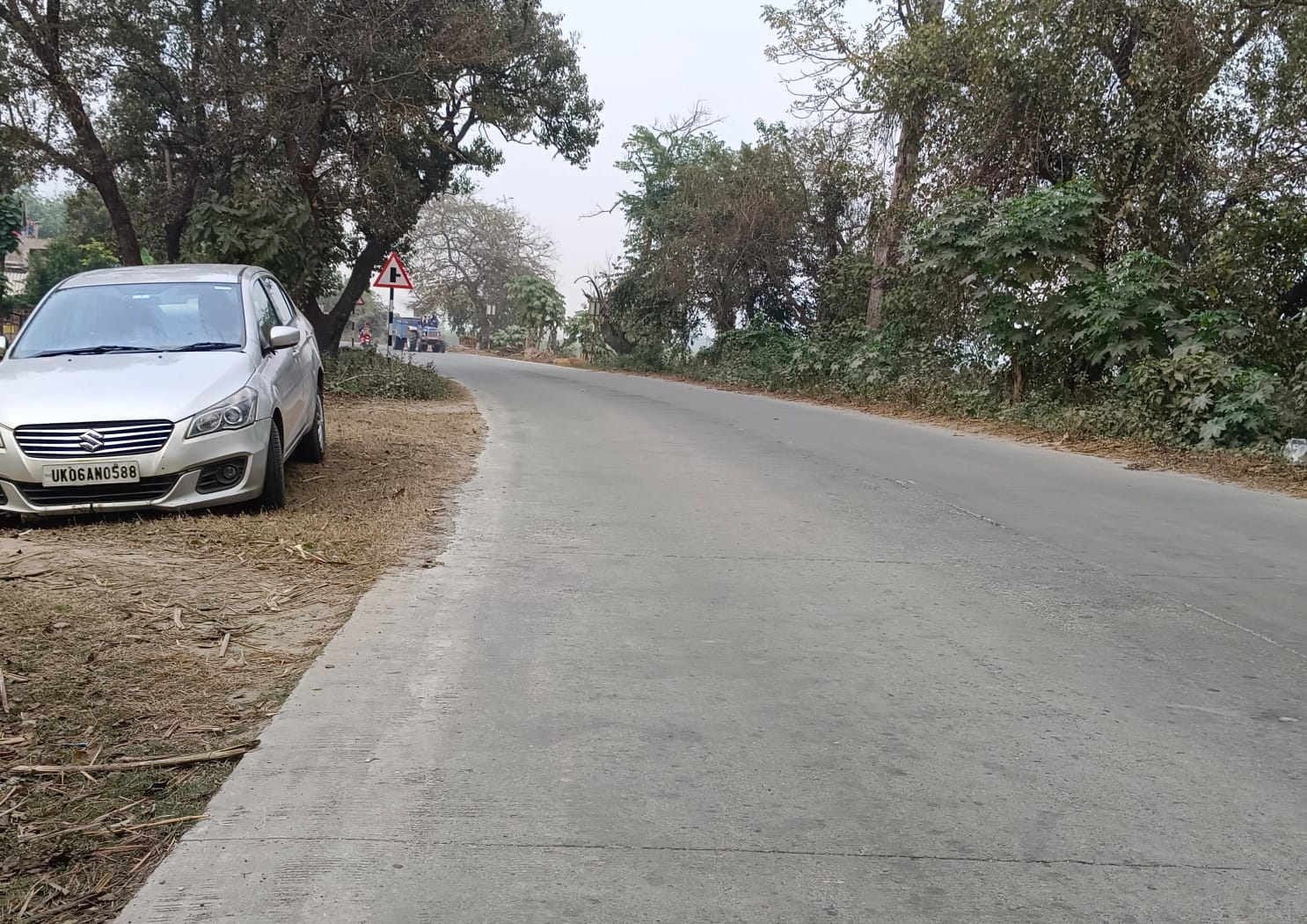 ढखेरवा से सिसैया मार्ग पर झाड़ियों में छिप गई सफेद पट्टी। संवाद ढखेरवा से सिसैया मार्ग पर झाड़ियों में छिप गई सफेद पट्टी। संवाद