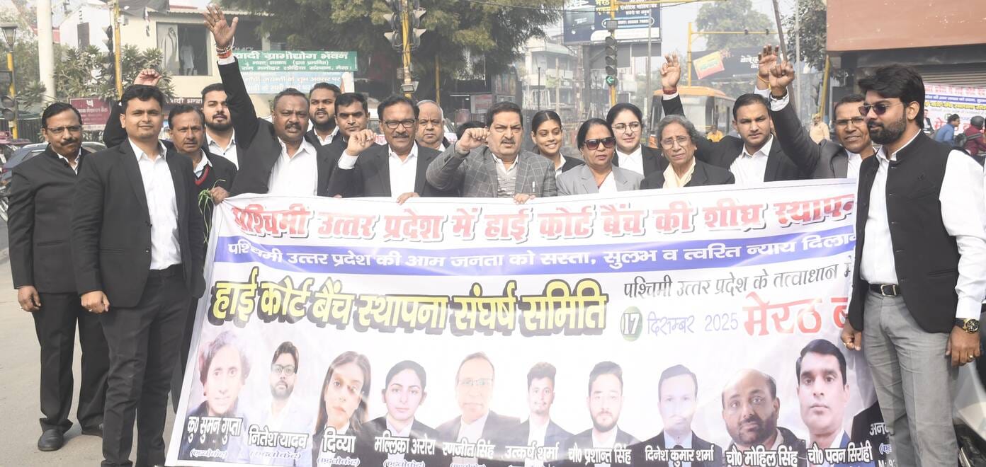 हाईकोर्ट बेंच की मांग को लेकर मेरठ बंद के दौरान बंद पड़ा बुढाना गेट मार्केट।   ......... संवाद.