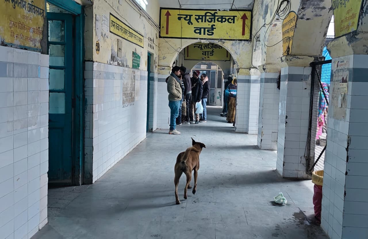 भीषण ठंड में खुले में बैठे तीमारदार। संवाद भीषण ठंड में खुले में बैठे तीमारदार। संवाद