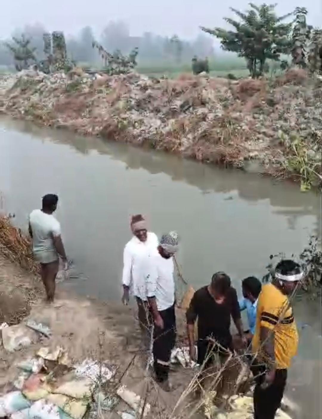 रजबाहा कटने से डूबी फसल।