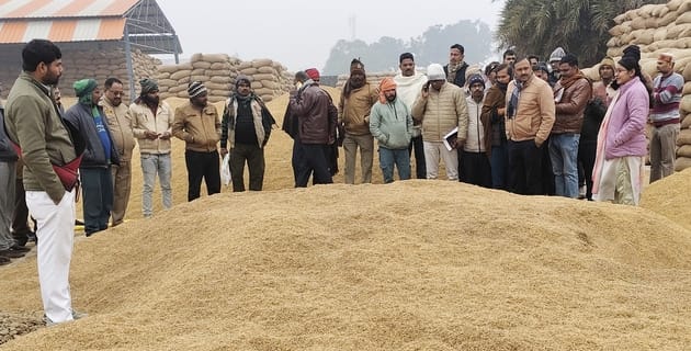 फोटो-22-असोथर क्रयकेंद्र का निरीक्षण करते तहसीलदार। संवाद फोटो-22-असोथर क्रयकेंद्र का निरीक्षण करते तहसीलदार। संवाद