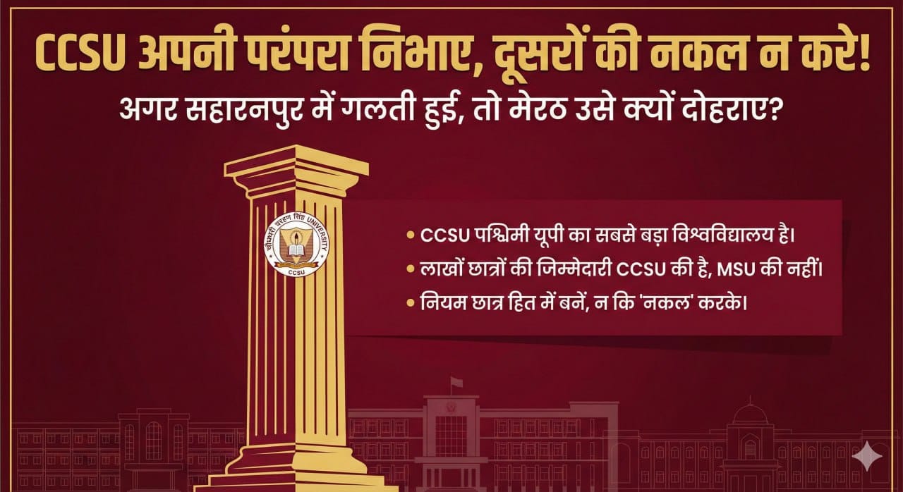 सीसीएसयू छात्रों ने प्राइवेट परीक्षा फॉर्म ने जारी होने को लेकर जारी किए पोस्टर