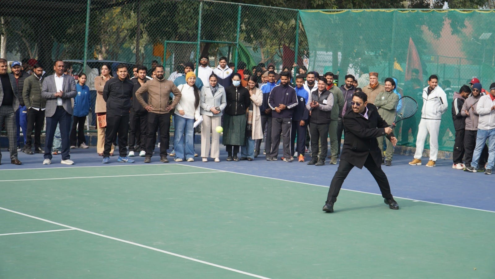 फोटो 27: सोनीपत के हरियाणा खेल विश्वविद्यालय, राई में उत्तर क्षेत्रीय अंतर विवि टेनिस (पुरुष) च
