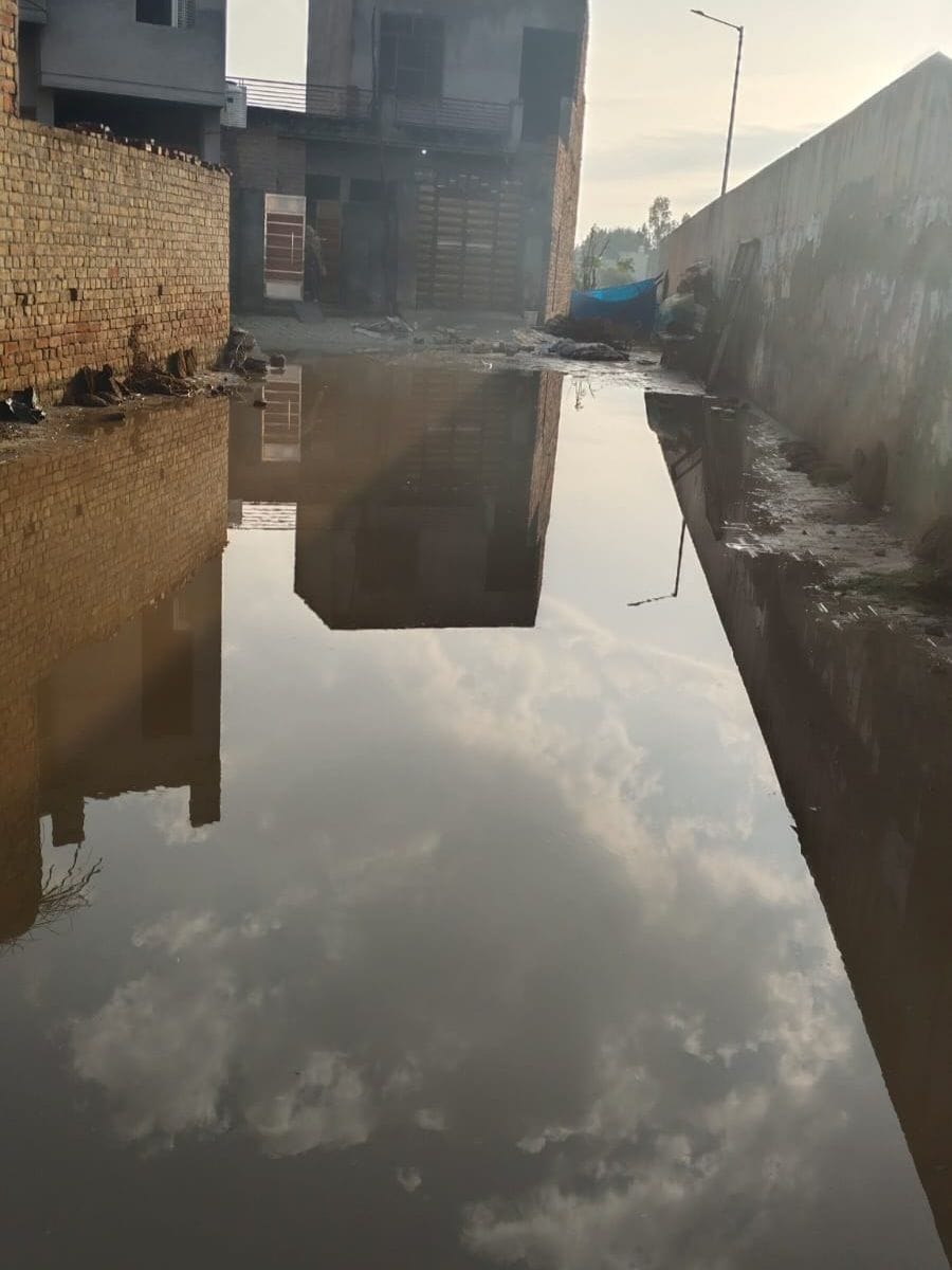 23जेएनडी25 : नरवाना के प्रेम नगर में बारिश के बाद खड़ा पानी। स्रोत शहरवासी।