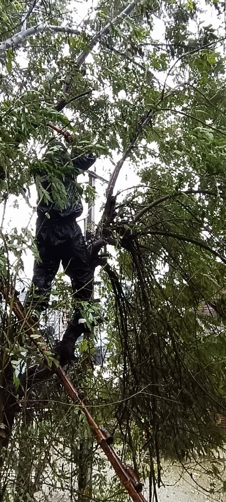 मटका चौक पर बारिश से बचने के लिए बरसाती पहनकर गुजरते वाहन चालक। संवाद