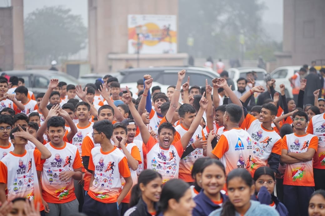 रन फाॅर राम में भाग लेने वाले बच्चों का उत्साह देखते ही बना। 