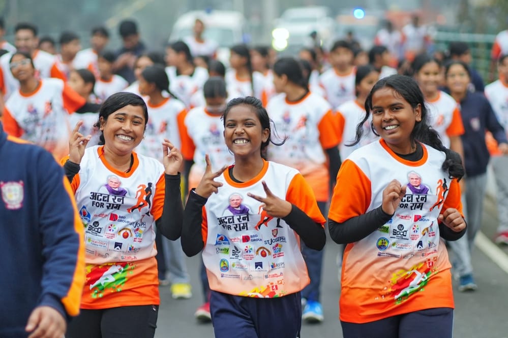 रन फाॅर राम में भाग लेने वाले बच्चों का उत्साह देखते ही बना। 