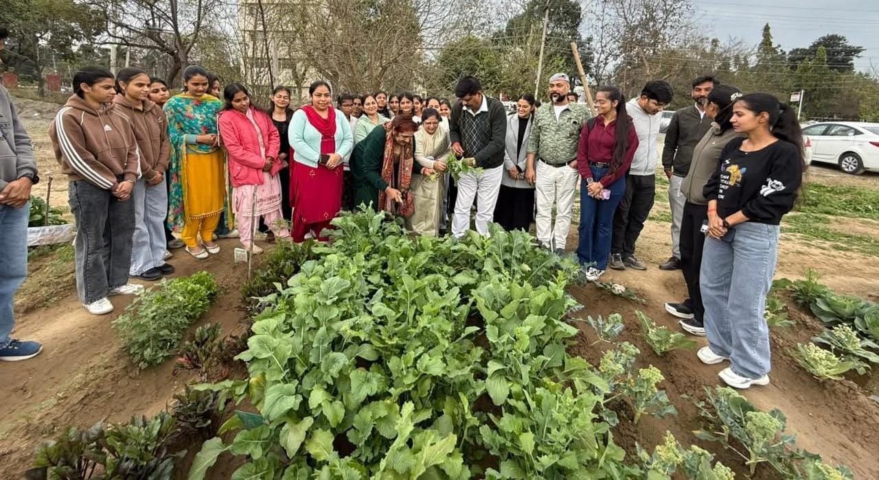 कुरुक्षेत्र। खेती के बारे में विद्यार्थियों को जानकारी देते शिक्षक। संवाद कुरुक्षेत्र। खेती के बारे में विद्यार्थियों को जानकारी देते शिक्षक। संवाद