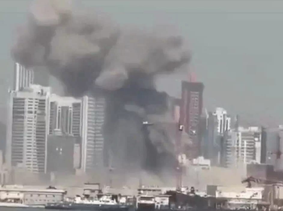 बहरीन में ईरानी हमले का वायरल फोटो।