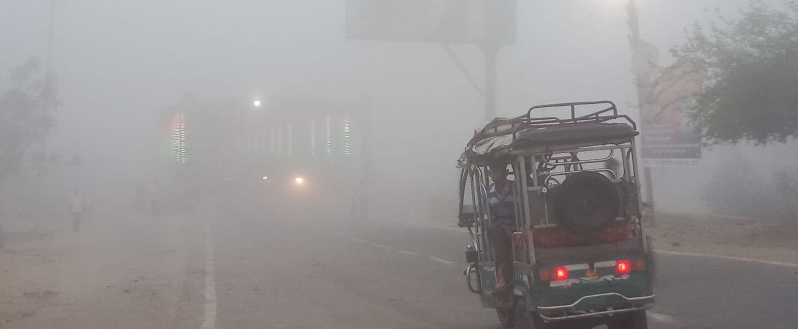 शहर में सड़क पर छाया कोहरा। संवाद