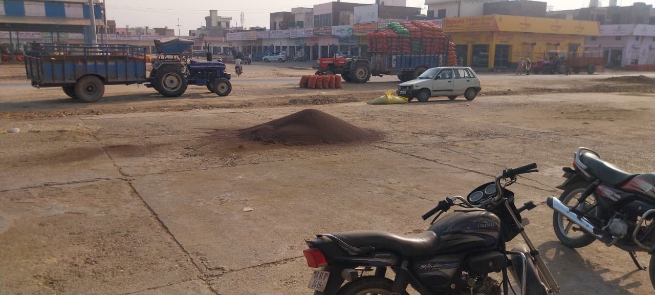 इस्माईलाबाद। अनाज मंडी में  सरसों के फसल की सफाई करते श्रमिक।  संवाद