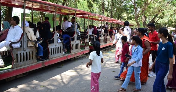 जू में उमड़ी दर्शकों की भीड़