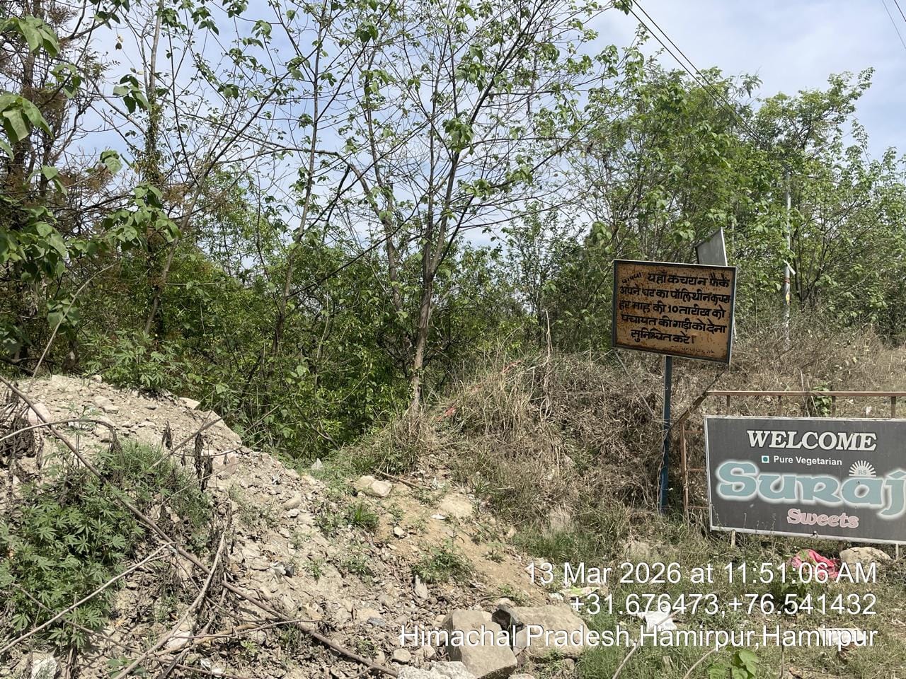 जमली खड्ड में फेंका गया कचरा। संवाद।