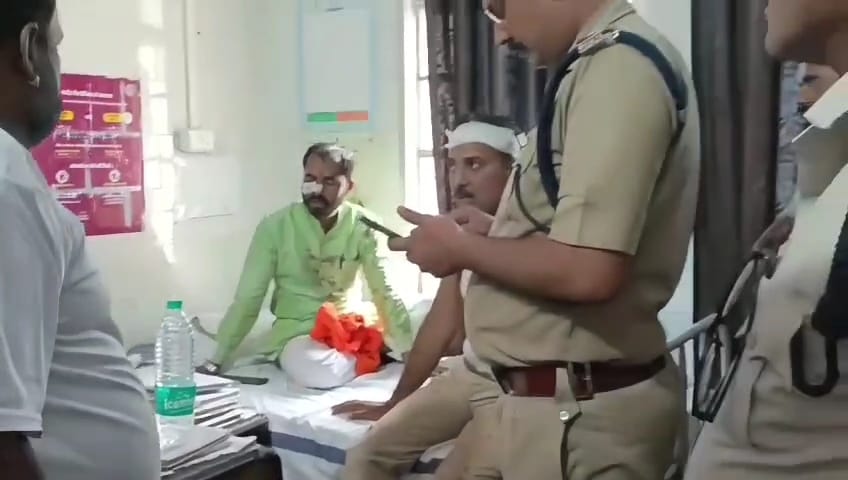 सीमांकन के दौरान विवाद बढ़ा, पुलिस और भाजपा नेता पर पथराव। चौकी प्रभारी और भाजपा युवा मोर्चा जि