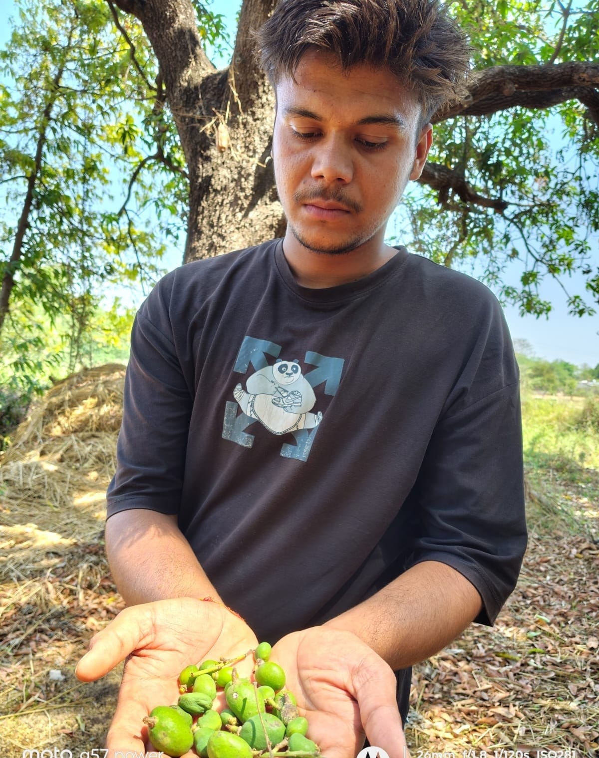 पैलानी के खप्टिहाकलां गांव में फसल सुखाती महिला किसान। संवाद पैलानी के खप्टिहाकलां गांव में फसल सुखाती महिला किसान। संवाद