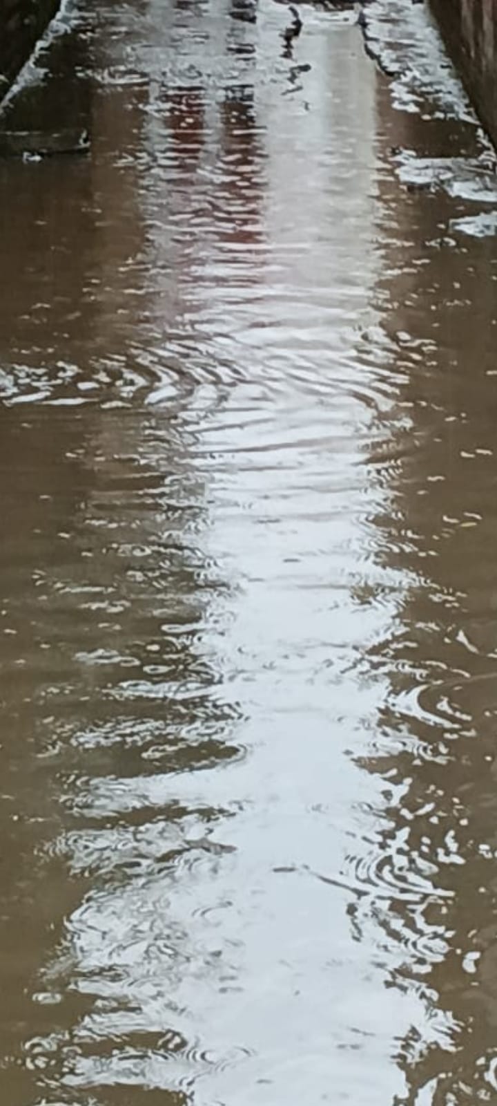 सराय में गली में सड़क न बनने से भरा बारिश का पानी। स्त्रोत: पाठक