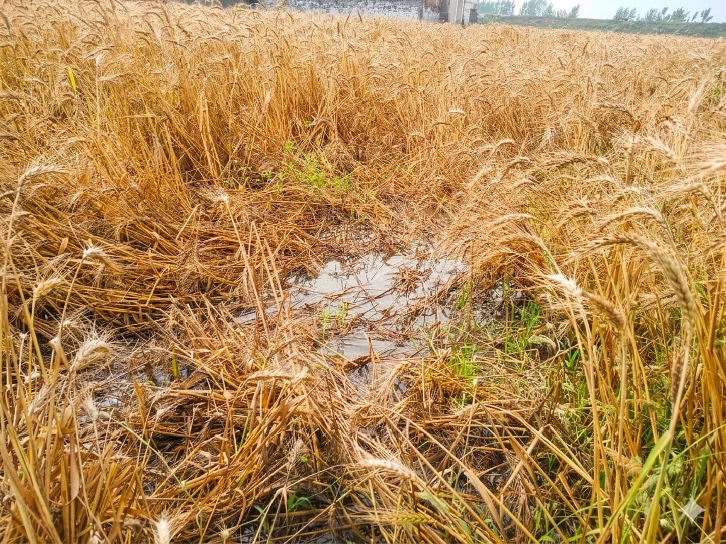 शामली में कैराना रोड पर जलभराव में जाते वाहन । संवाद