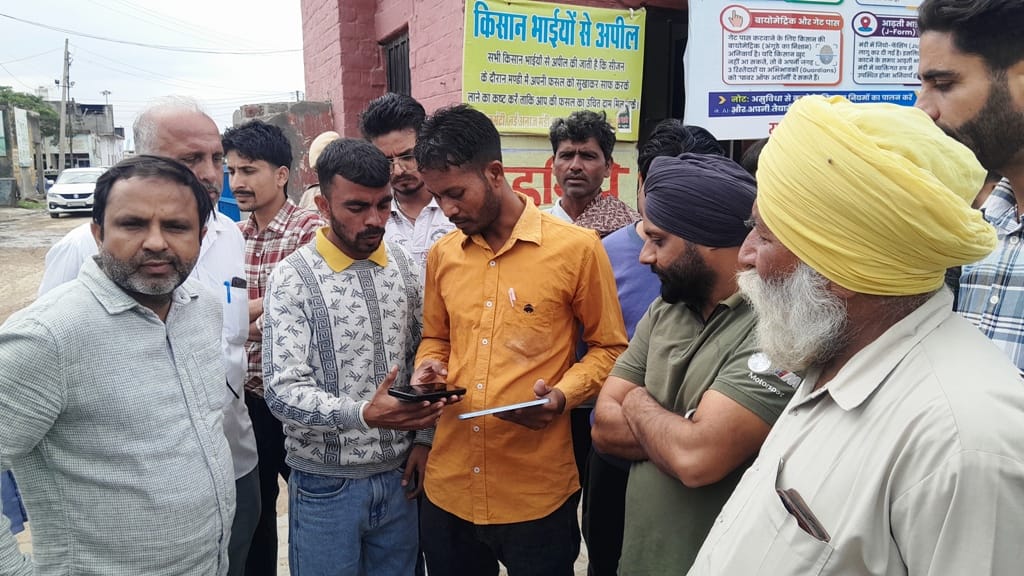 व्यासपुर अनाज मंडी में झोटा बुग्गी पर गेहूं के कट्टे लेकर पहुंचे किसान। स्वयं