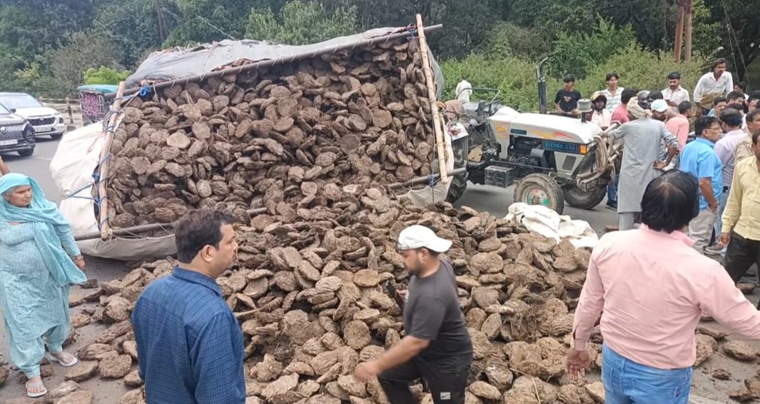 मंगलौर कोतवाली के सामने हरियाणा रोडवेज बस और ट्रैक्टर-ट्राली की टक्कर के बाद सड़क पर बैठे घायल।