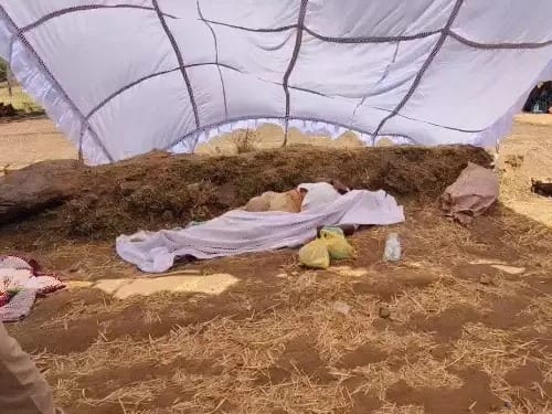 मादलदा गांव में ग्रामीणों से समझाइश करते एएसपी नरपत सिंह।