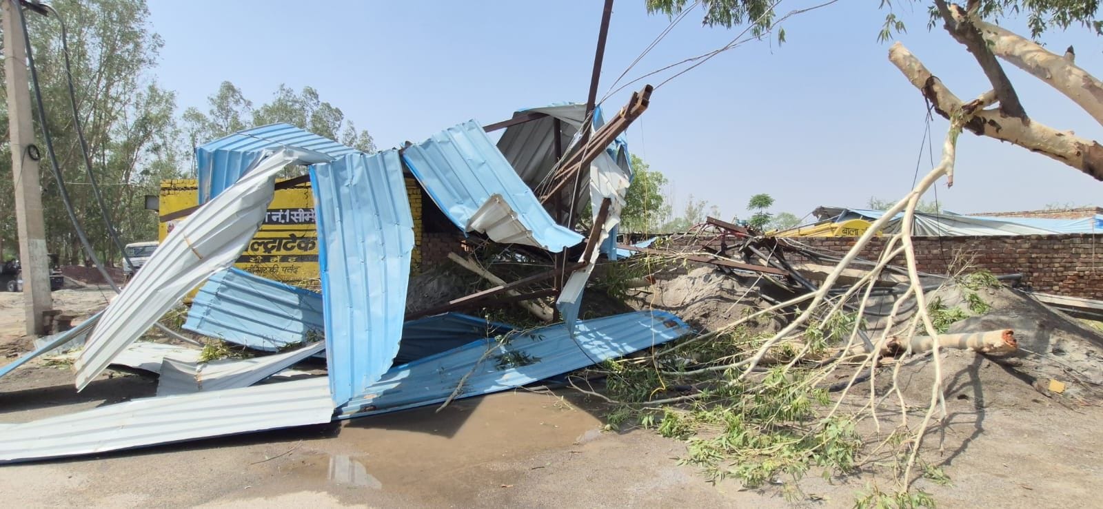 तोशाम क्षेत्र में तेज आंधी से टूटकर  सड़क के बीच गिरा पेड़। 