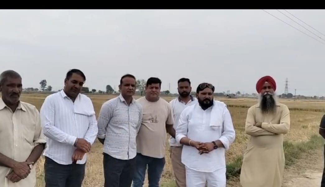 कुरुक्षेत्र। खेतों में 33 केवी लाइन के लिए खड़े किए जा रहे बिजली पोल। संवाद कुरुक्षेत्र। खेतों में 33 केवी लाइन के लिए खड़े किए जा रहे बिजली पोल। संवाद