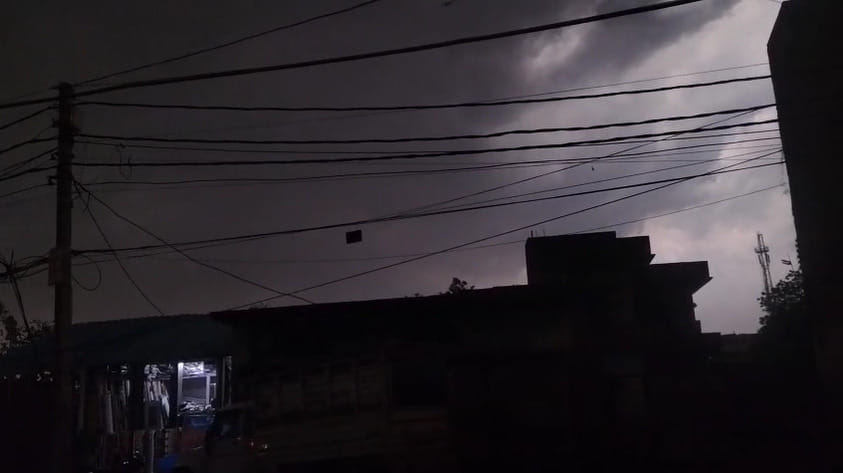 अजय यादव बरावां के घर पर गिरा पेड़। संवाद