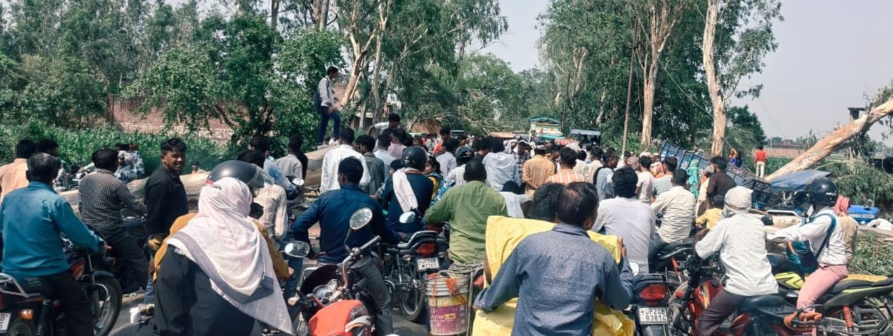 डंपर पर गिरा पेड़। संवाद डंपर पर गिरा पेड़। संवाद