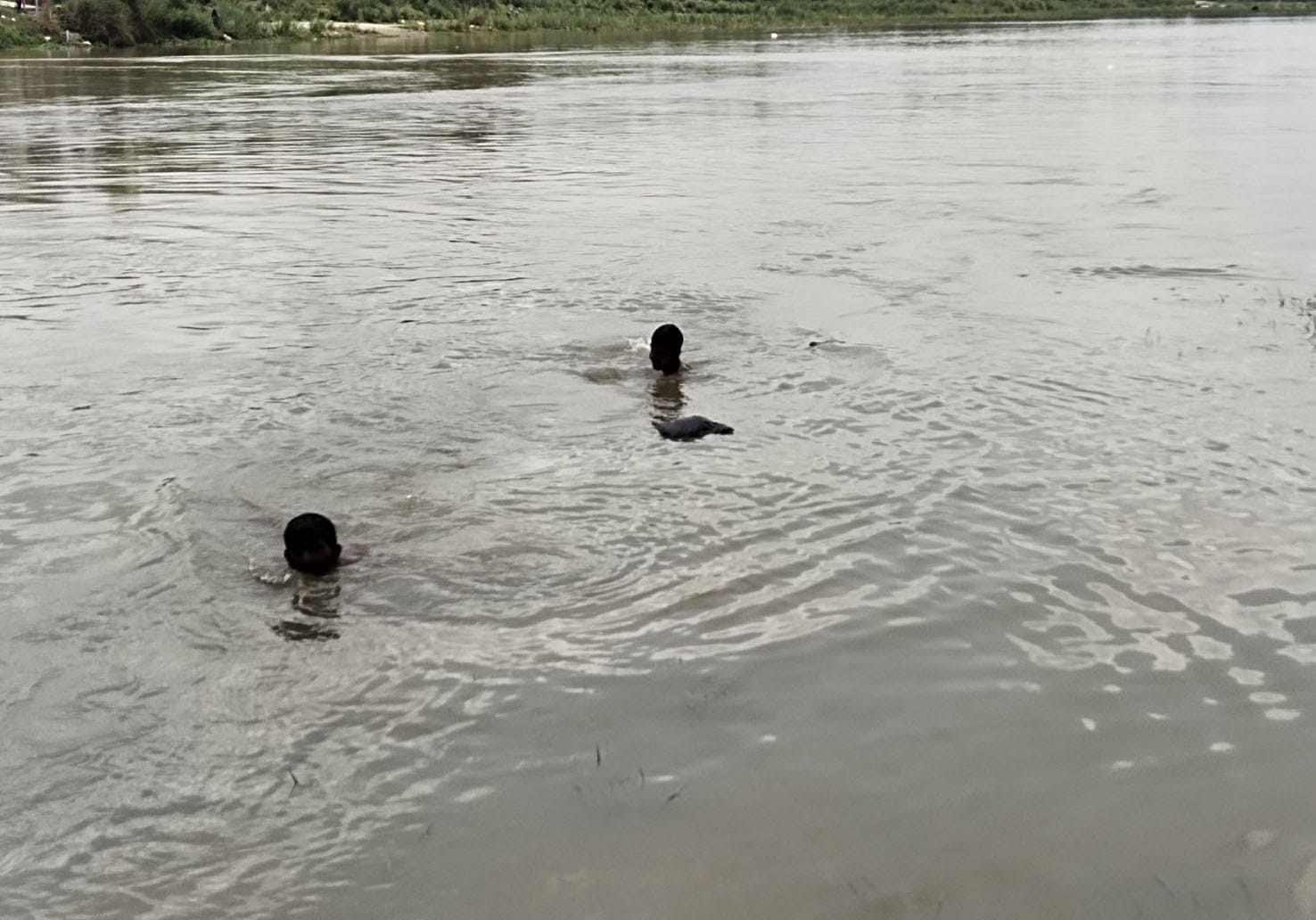 पिता-पुत्री की नदी में तलाश करते गोताखोर। संवाद पिता-पुत्री की नदी में तलाश करते गोताखोर। संवाद