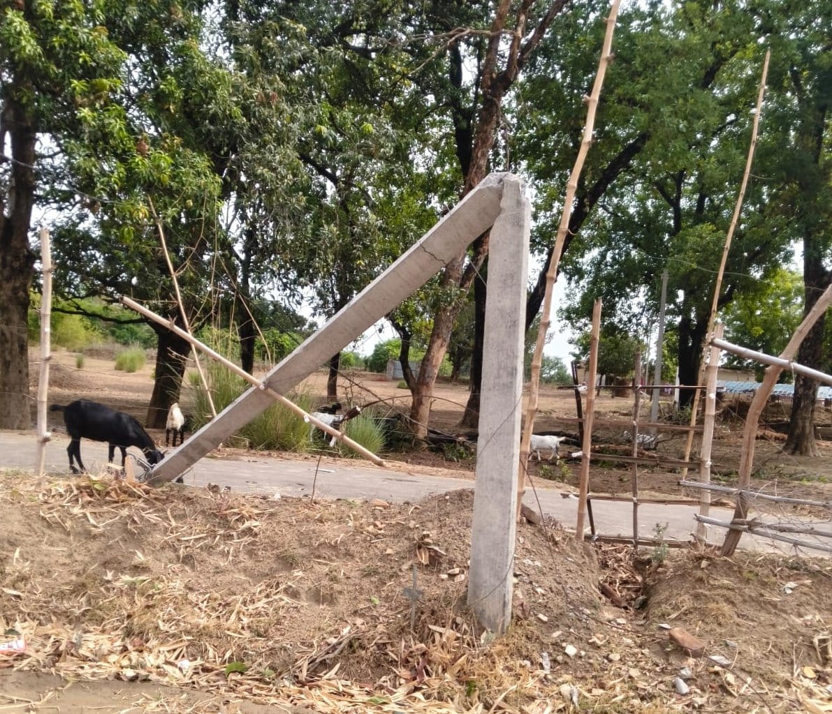 लक्ष्मणपुर ब्लॉक के पडवासी में तेज हवा व बारिश के दौरान उड़ा शेड। संवाद