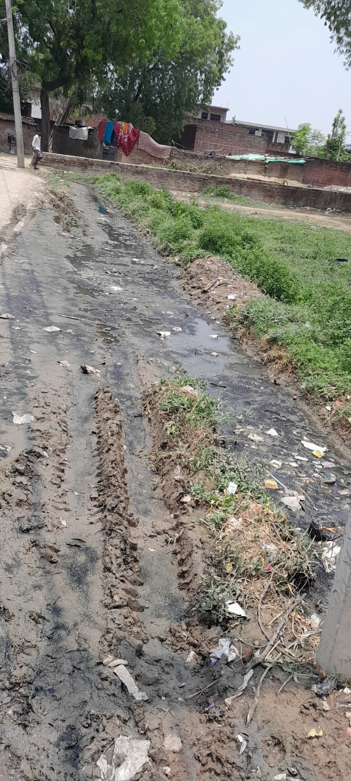 अजुहा कस्बे के वार्ड नंबर 2 अंबेडकर नगर में बजबजाती नाली। संवाद अजुहा कस्बे के वार्ड नंबर 2 अंबेडकर नगर में बजबजाती नाली। संवाद
