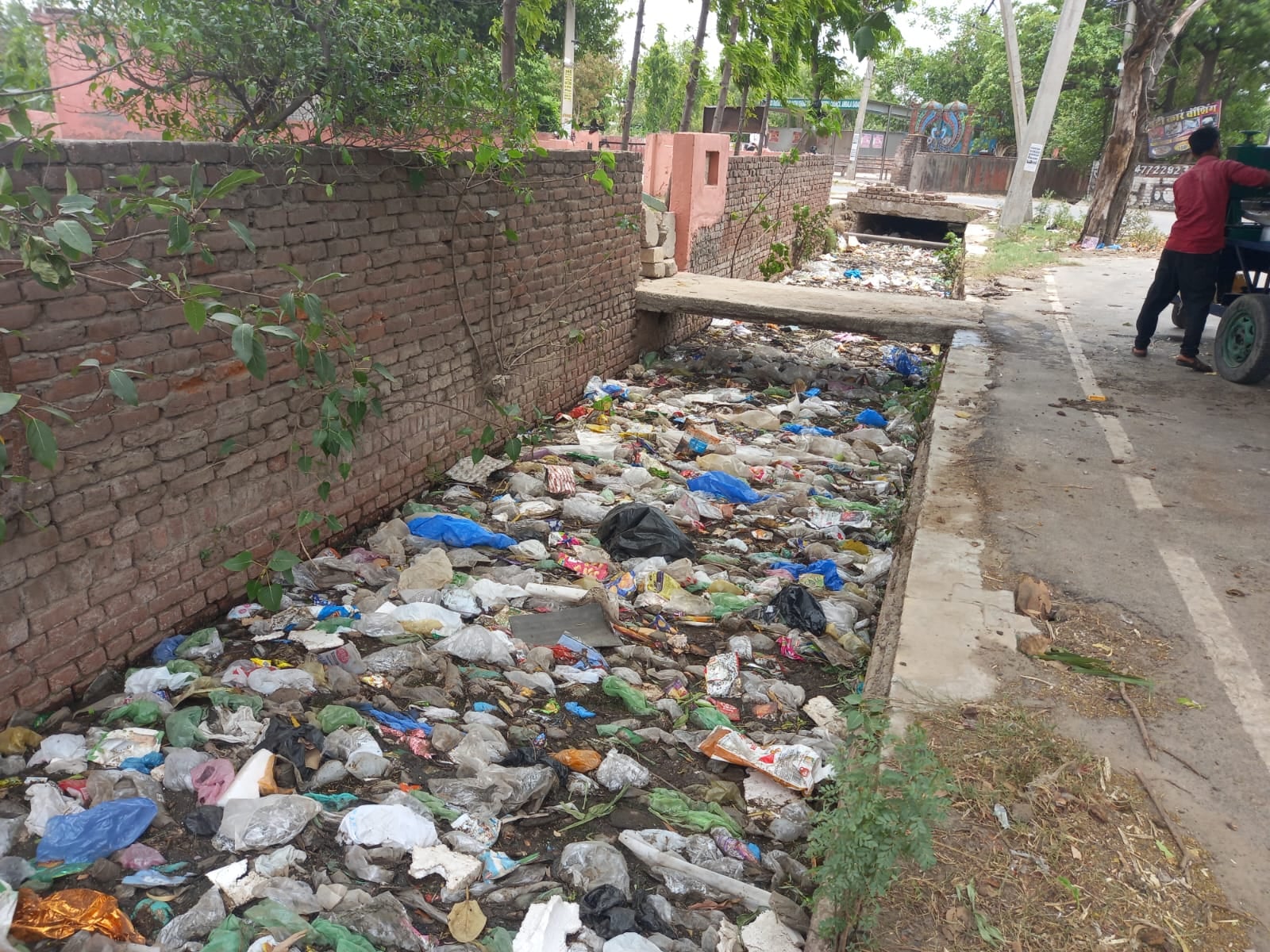 अंबाला छावनी में सेवा समिति स्कूल के पास गंदगी से अटा नाला। संवाद