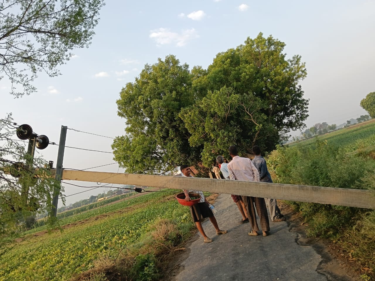 फोटो -35- हादसे को दावत देता दिबियापुर रोड पर तारों पर लटका साइनबोर्ड। स्रोत:राहगीर
