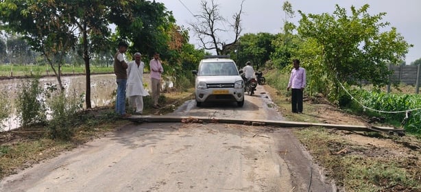 रटौल में बारिश के दौरान गिरी मक्का की फसल। संवाद रटौल में बारिश के दौरान गिरी मक्का की फसल। संवाद