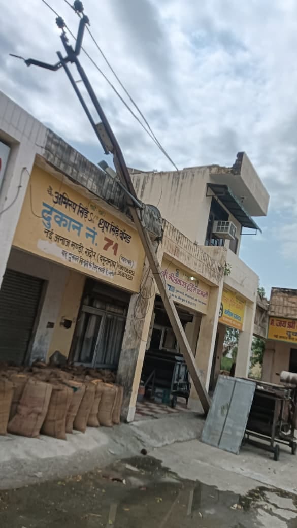 रादौर के एसके रोड पर आंधी से उखड़ा पेड। संवाद रादौर के एसके रोड पर आंधी से उखड़ा पेड। संवाद