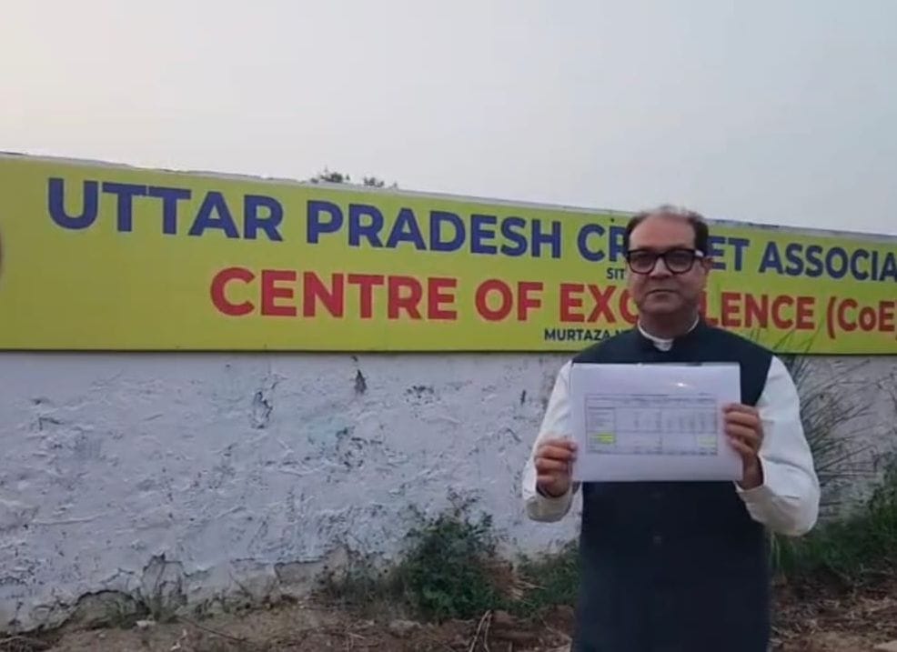 फोटो-40-मुर्तजानगर में निर्माणाधीन क्रिकेट स्टेडियम। स्रोत: वीडियो कैब।