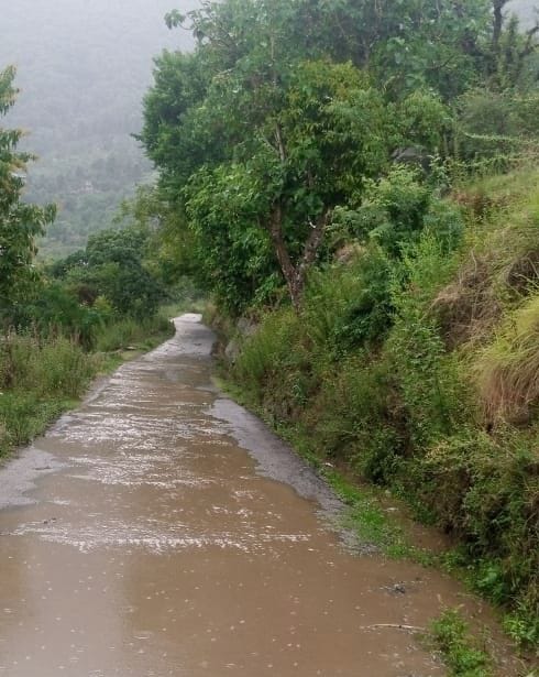 बारिश के कारण ब्रौ-रामपुर सडक़ हुई जलमग्र। संवाद बारिश के कारण ब्रौ-रामपुर सडक़ हुई जलमग्र। संवाद