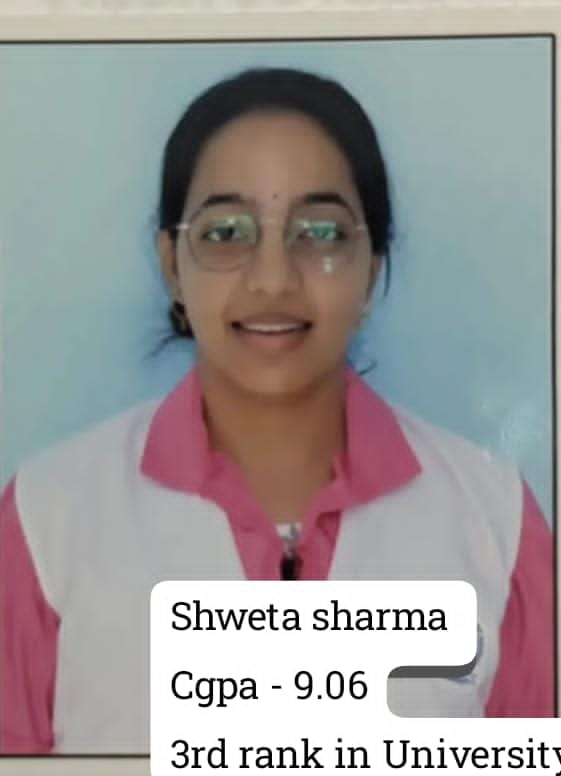 ज्योति ठाकुर ने 8.59 सीजीपीए प्राप्त कर विश्वविद्यालय स्तर पर आठवां स्थान हासिल किया। ज्योति ठाकुर ने 8.59 सीजीपीए प्राप्त कर विश्वविद्यालय स्तर पर आठवां स्थान हासिल किया।