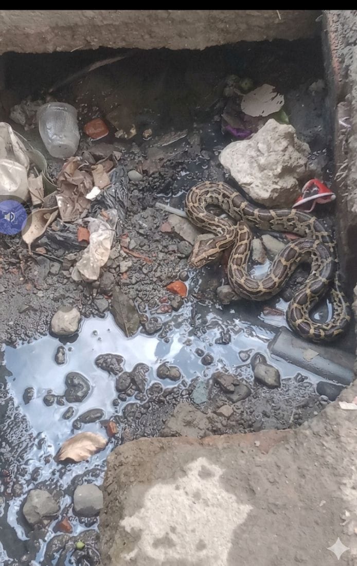 जहानाबाद क्षेत्र में आबादी के निकट पहुंचा मगरमच्छ। स्रोत ग्रामीण