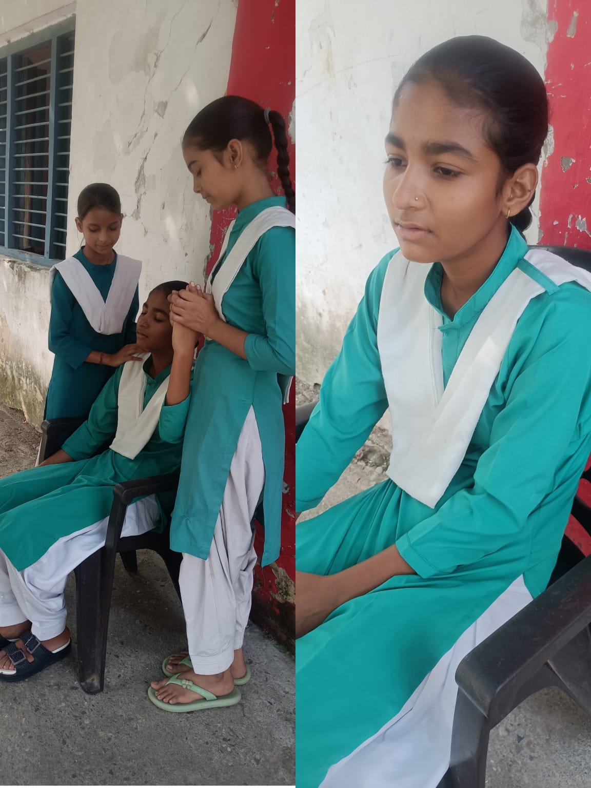 प्राथमिक विद्यालय मरगूबगढ़ में कुर्सी पर बेहोश बैठा छात्र। संगठन प्राथमिक विद्यालय मरगूबगढ़ में कुर्सी पर बेहोश बैठा छात्र। संगठन
