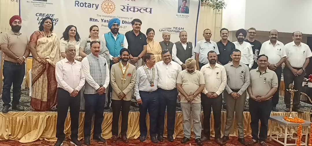 रोटरी क्लब पांवटा साहिब के अधिष्ठापन समारोह में संबोधित करते हुए नवनिर्वाचित अध्यक्ष यशपाल धीमा
