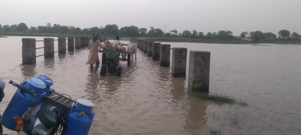 कछला गंगा घाट पर आरती स्थल के नजदीक पहुंचा पानी। संवाद कछला गंगा घाट पर आरती स्थल के नजदीक पहुंचा पानी। संवाद