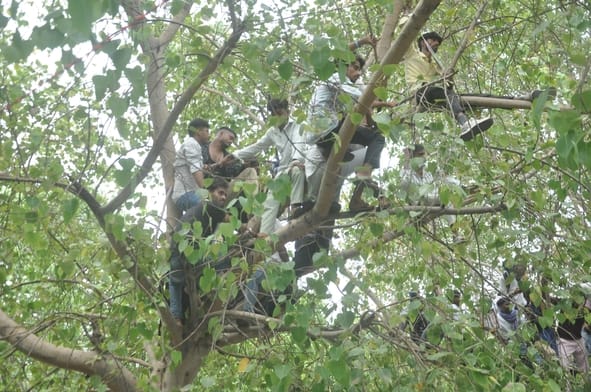 प्रदर्शन करते युवा।